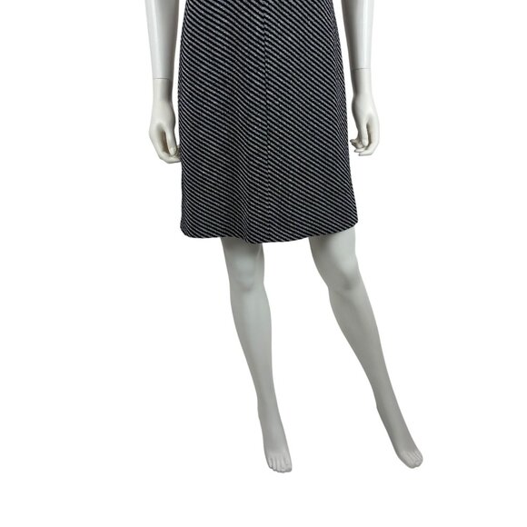 Vintage 70s Silver Mini Dress Womens XS Chevron Lurex Metallic Pointed Collar - Picture 7 of 11